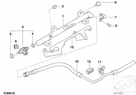 Tubería de inyección para BMW Serie 3 E46 (OEM 13537521634). Original BMW.