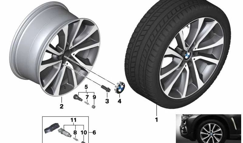 Llanta de aleación Ferricgrey para BMW X6 F16 (OEM 36116858874). Original BMW