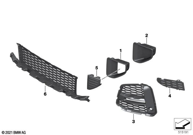 Rejilla lateral derecha para BMW X1 F48N (OEM 51115A2D4E6). Original BMW