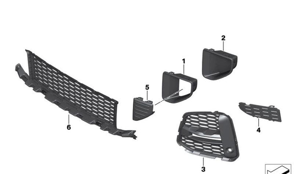 Rejilla Central para BMW F48N (OEM 51118075893). Original BMW.