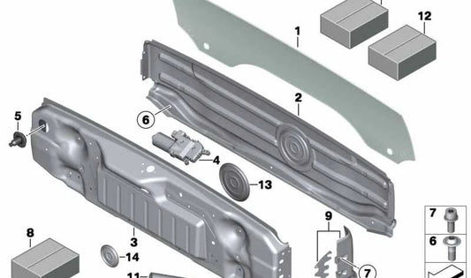 Juego de fijación para luneta trasera del techo para BMW F12, F12N (OEM 54347310628). Original BMW