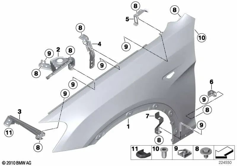 Soporte lateral trasero derecho para BMW F25, F26 (OEM 41357267336). Original BMW.