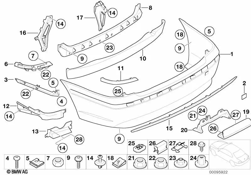 Sechskantmutter für BMW E39, E61 (OEM 07129904048). Original BMW