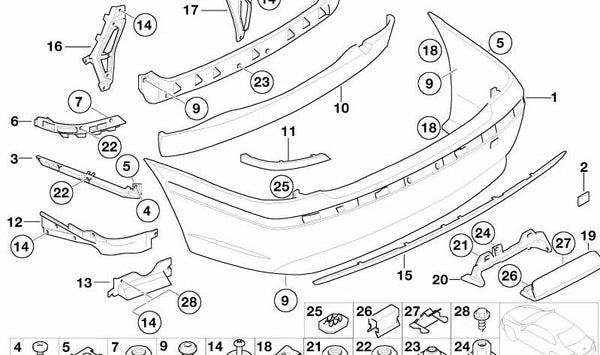 Tapa de enganche para remolque imprimada para BMW E65, E66 (OEM 51127049151). Original BMW