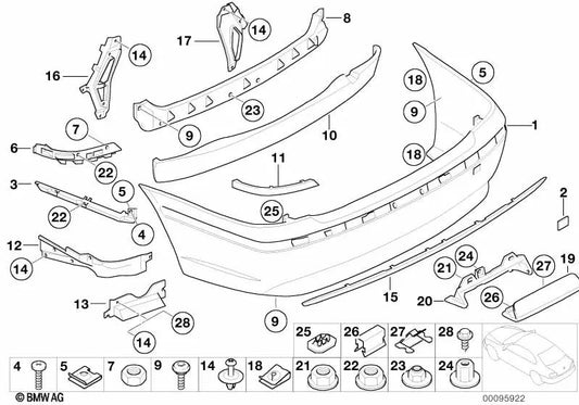 Carcasa trasera inferior para BMW Serie 7 E65, E66 (OEM 51127007848). Original BMW