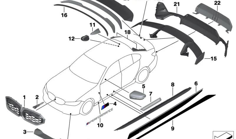 OEM 51195A4B368 Carbon Right Wing für BMW G20. Original BMW.