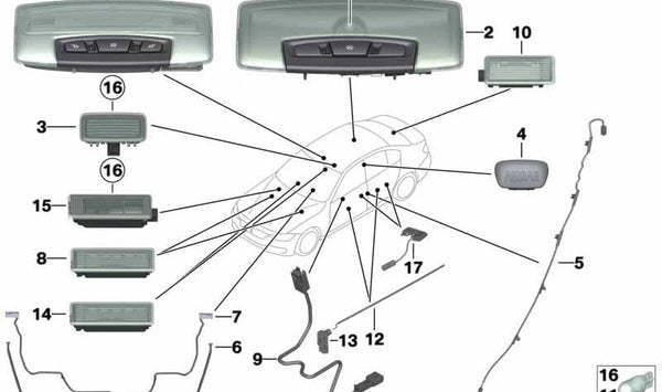 Guía de luz LED para puerta delantera derecha OEM 63319273644 para BMW F33, F36. Original BMW.