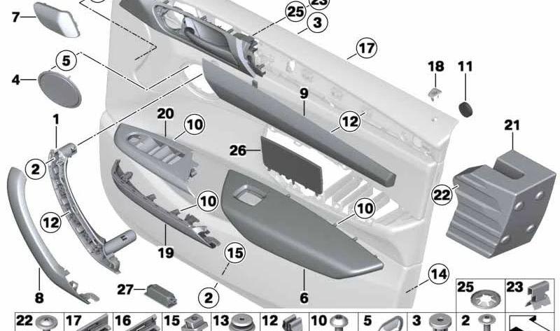 Reposabrazos derecho para BMW X3 F25, X4 F26 (OEM 51417361392). Original BMW