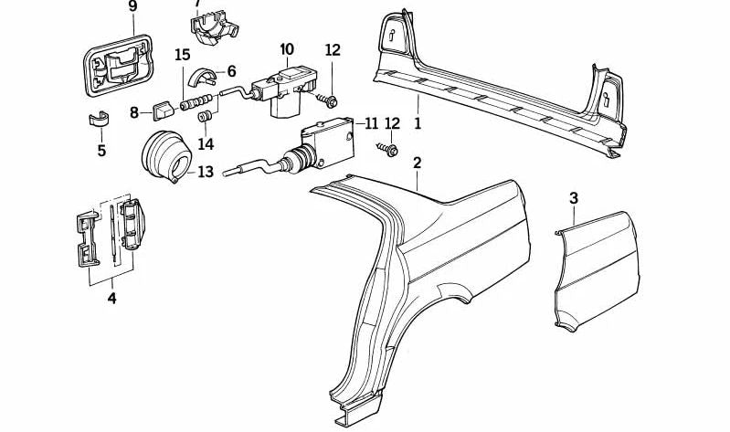 Carrocería trasera para BMW Serie 5 E34 (OEM 41341973698). Original BMW.