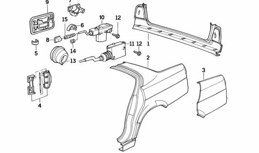 Carrocería trasera para BMW Serie 5 E34 (OEM 41341973698). Original BMW.