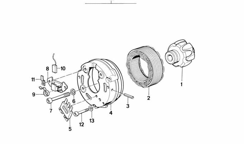 Estator del alternador OEM 12311243001 para BMW {E28, E30, E34, E36, E24, E32, E21, E23, E12, E26}. Original BMW.