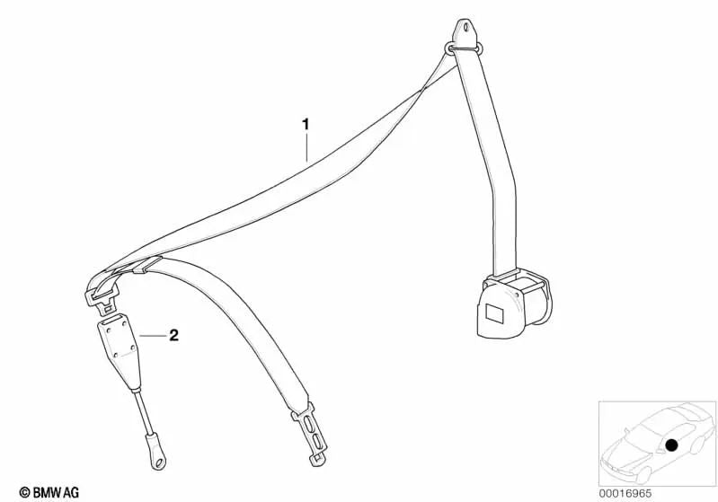 Sicherheitsgurt vorne rechts für BMW E30 (OEM 72111972068). Original BMW