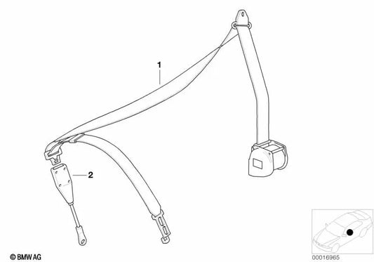 Cinturón de seguridad delantero derecho para BMW E30 (OEM 72111972068). Original BMW