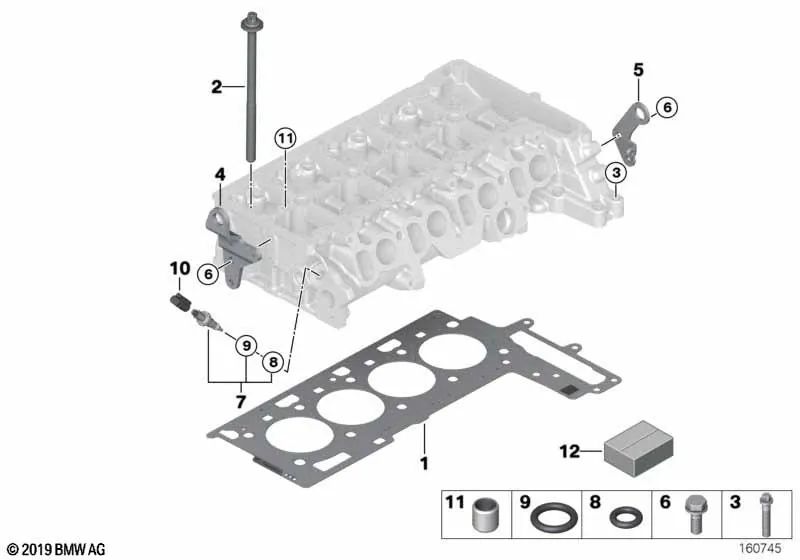 Empaque de culata sin amianto para BMW Serie 1 E81, E82, E87N, E88, Serie 3 E90, E90N, E91, E91N, E92, E93, Serie 5 E60N, E61N, X1 E84, X3 E83N (OEM 11128506128). Original BMW