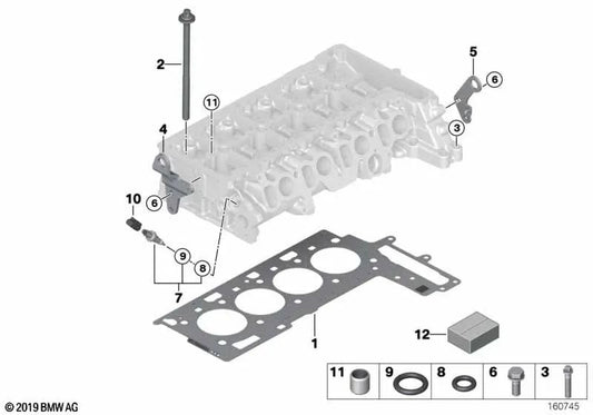 Asbestos-free cylinder head gasket for BMW 1 Series E81, E82, E87N, E88, 3 Series E90, E90N, E91, E91N, E92, E93, 5 Series E60N, E61N, X1 E84, X3 E83N (OEM 11128506128). Original BMW