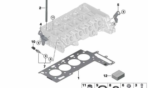 Juego de juntas para culata sin amianto para BMW E81, E82, E87N, E88, Serie 3 E90, E90N, E91, E91N, E92, E93, Serie 5 E60N, E61N, X1 E84, X3 E83N (OEM 11127807293). Original BMW