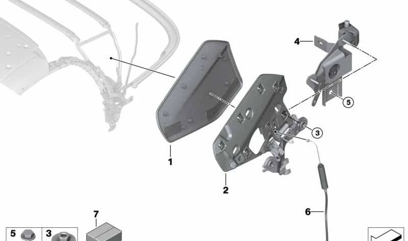 Rechte Scharnierabdeckung für BMW Z4 G29 (OEM 54347452496). Original BMW