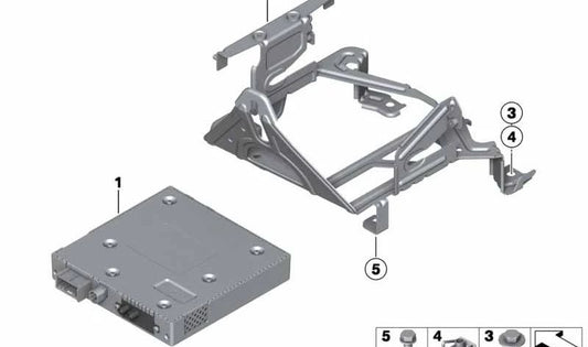 Soporte para cambiador de DVD / cámara de marcha atrás / TV OEM 65159287321 para BMW F30, F80, F32, F82. Original BMW.