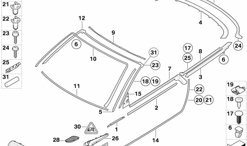 Sellador de juntas derecho para BMW E92, E93 (OEM 51337119094). Original BMW