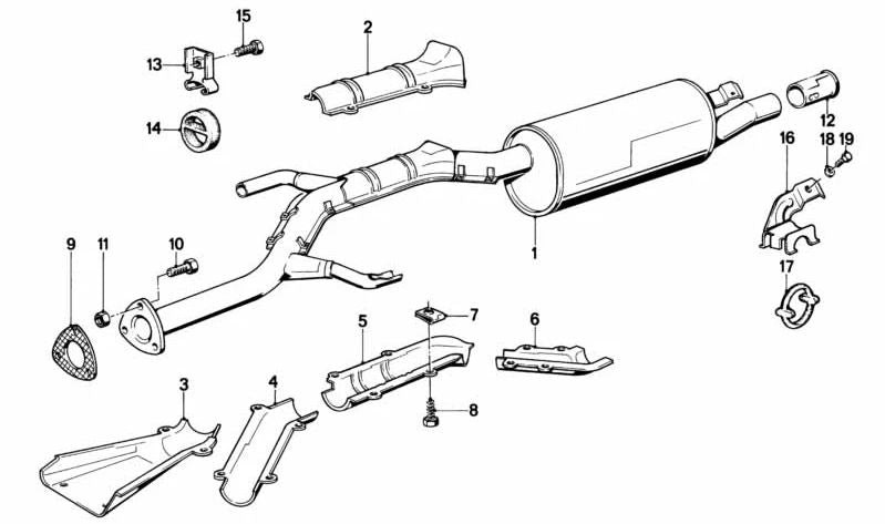 OEM Escape System 18111176500 für BMW 5 E28 -Serie. Original BMW.