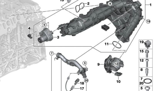 Logement du connecteur OEM 12521427789 pour BMW (Modèles compatibles: E81, E82, E87, E88, E90, E91, F07, E84, E70, E71). BMW d'origine.