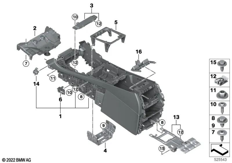 Consola central para BMW G05, G07 (OEM 51169108360). Original BMW