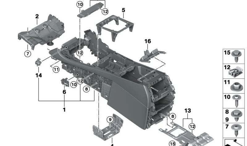 Reposabrazos central de cuero OEM 51169503033 para BMW F95, F96. Original BMW.