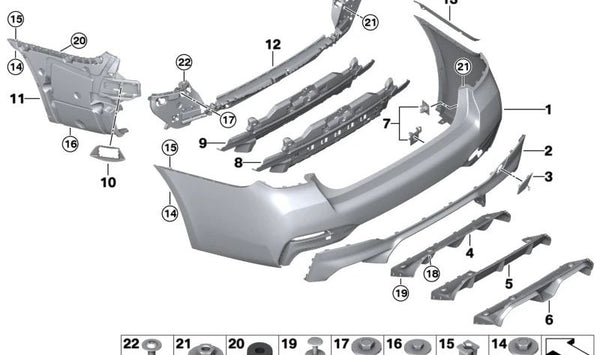 Embudo de absorción izquierdo para BMW F90N, G30N (OEM 51128746053). Original BMW