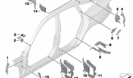 Panneau arrière gauche du B OEM Pilar 41007319517 pour BMW F36. BMW d'origine.