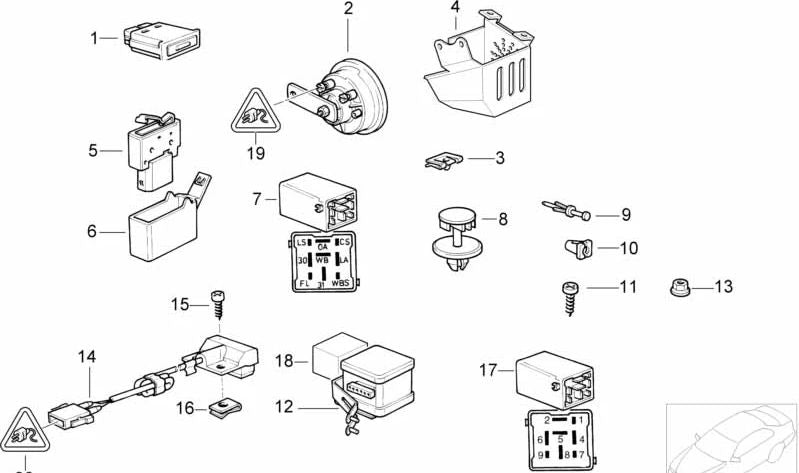 Soporte del microinterruptor para BMW E36 (OEM 65758360046). Original BMW