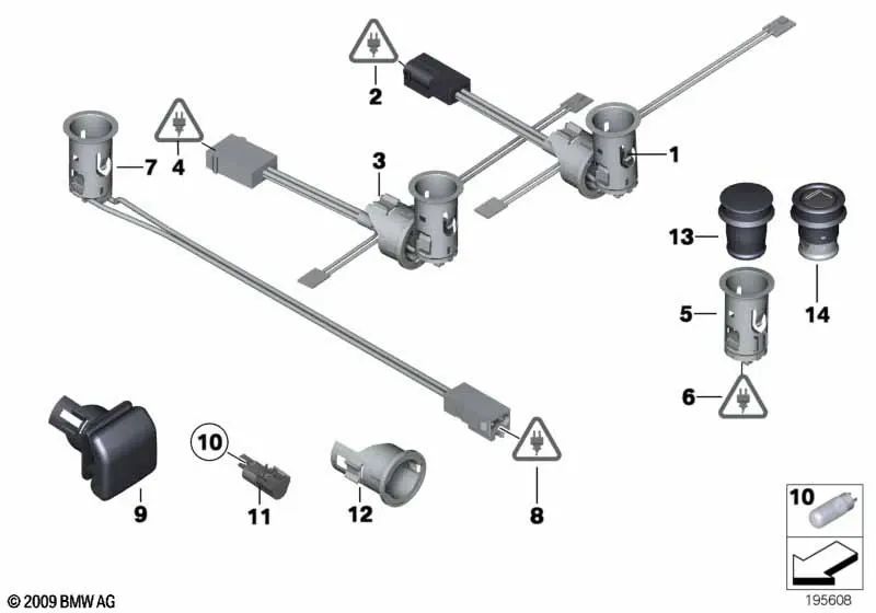 Toma de corriente encendedor con LED para BMW Serie 1 E81, E82, E87, E87N, E88, Serie 3 E90, E91, X3 E83N (OEM 61349175932). Original BMW.