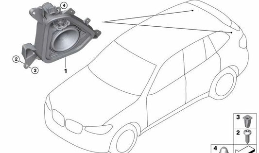 Soporte para altavoz columna D izquierda OEM 65136811963 para BMW G01, G08, F97. Original BMW