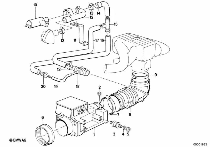 Tubo para BMW Serie 3 E30 (OEM 11631707697). Original BMW.