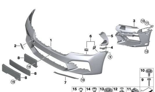 Suporte de registro frontal OEM 51138080596 para BMW F90. BMW original.