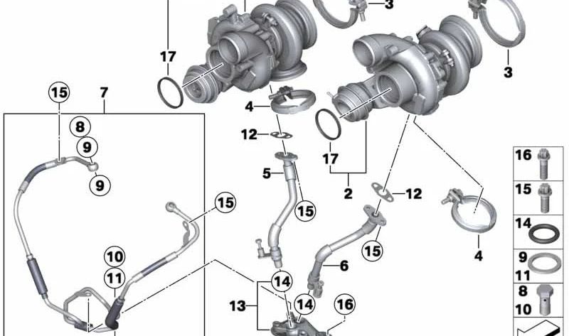 Conducto de aceite para BMW X5 E70, X6 E71 (OEM 11427589094). Original BMW.