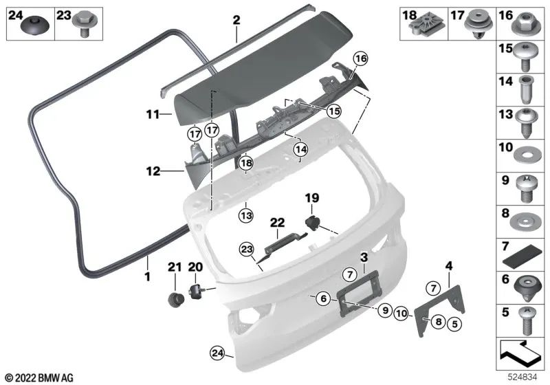 Spoiler para BMW X3 G01, G01N, G08, G08N (OEM 51629450241). Original BMW