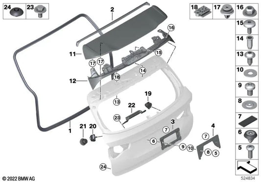 Spoiler para BMW X3 G01, G01N, G08, G08N (OEM 51629450241). Original BMW