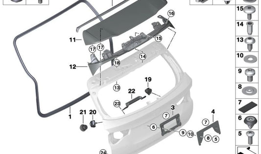 Contrapeso para portón trasero OEM 51247468022 para BMW G01, G08, F97. Original BMW.