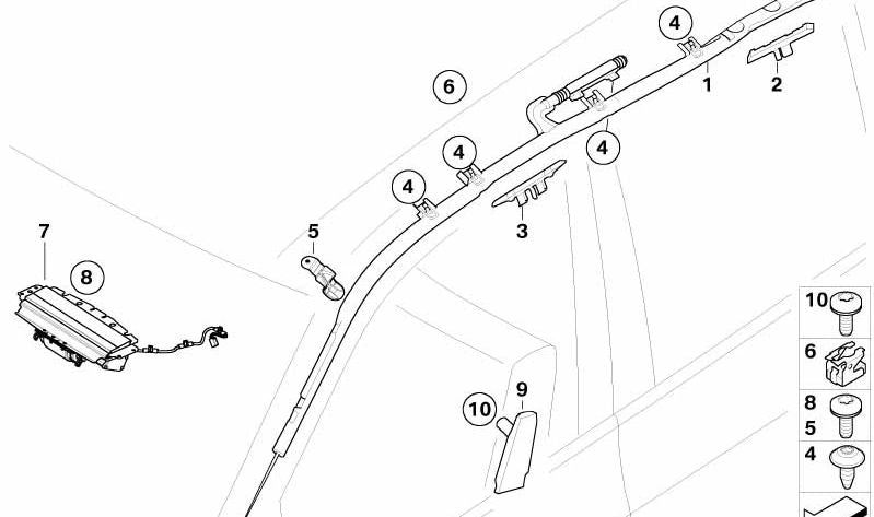 Rampa Pilar B para BMW X5 E70 (OEM 72126957049). Original BMW