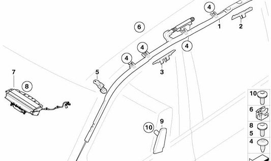 Rampa Pilar B para BMW X5 E70 (OEM 72126957049). Original BMW