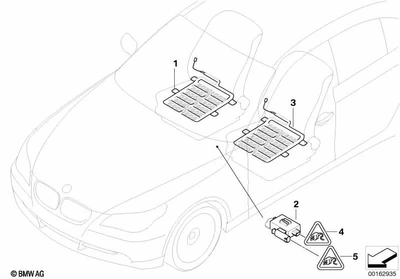 Sensormatte Asiento del Conductor para BMW Serie 5 E60N, E61N (OEM 65779151378). Original BMW.