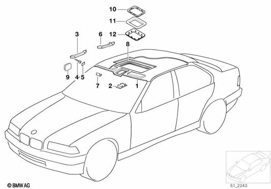 Asidero trasero derecho para BMW Serie 3 E36 (OEM 51161960758). Original BMW