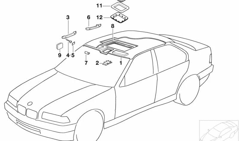 Headlining for BMW 3 Series E36 (OEM 51441977690). Original BMW