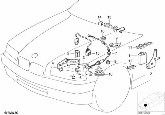 Cruise control cable for BMW 3 Series E36 (OEM 65718383029). Original BMW