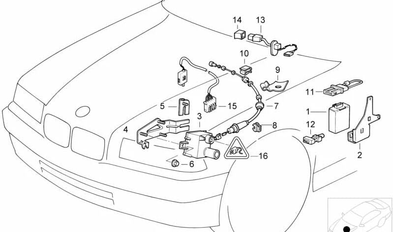 Cable del control de velocidad OEM 65718386016 para BMW E36, Z3. Original BMW.