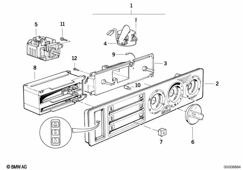 Switch for BMW E34 (OEM 64118351122). Genuine BMW