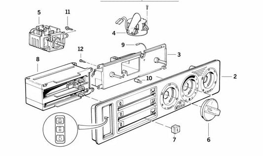 Heater Control Unit for BMW E34 (OEM 64118351115). Original BMW.