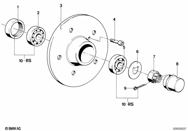 Kit de reparación de rodamiento de rueda para BMW E21, E12, E24 (OEM 31211107456). Original BMW.