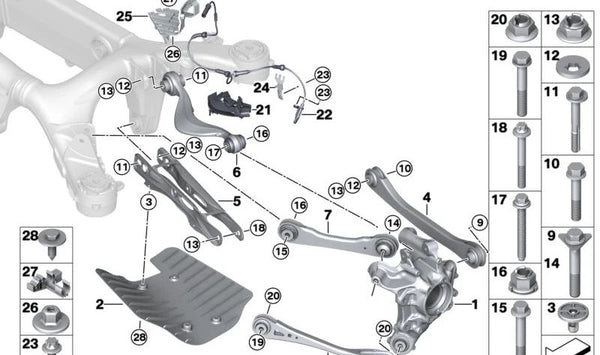 Portarruedas trasero izquierdo para BMW G18, G09 (OEM 33301544035). Original BMW.