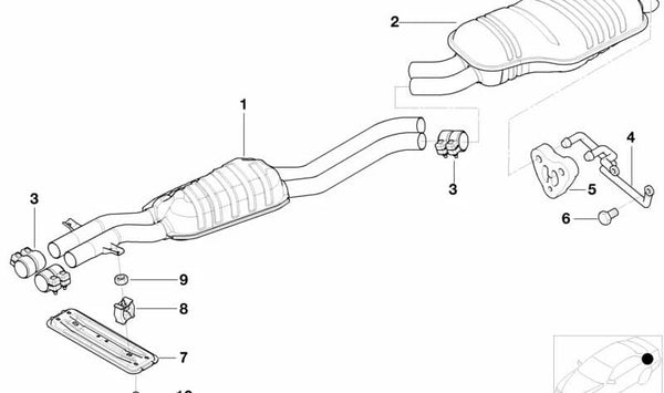 Silenciador trasero para BMW E46 (OEM 18307785483). Original BMW